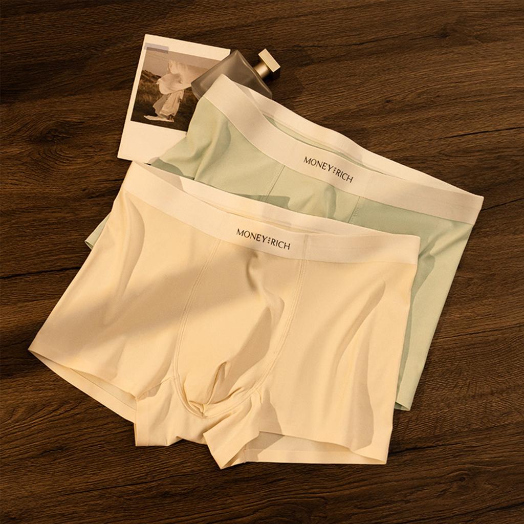 Men's Seamless Boxer Briefs Thin Breathable Underwear Stretch Fabric Soft Waistband Two Pack