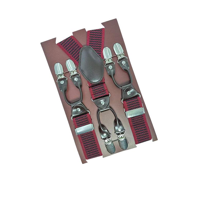 6 Clips Men'S Suspender Belt, Strap Thickened Elastic Belt, High-Quality Hardware Accessories