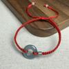 A-Grade Natural Jade Ping An Kou Red String Bracelet - Couple Style, Handmade in China