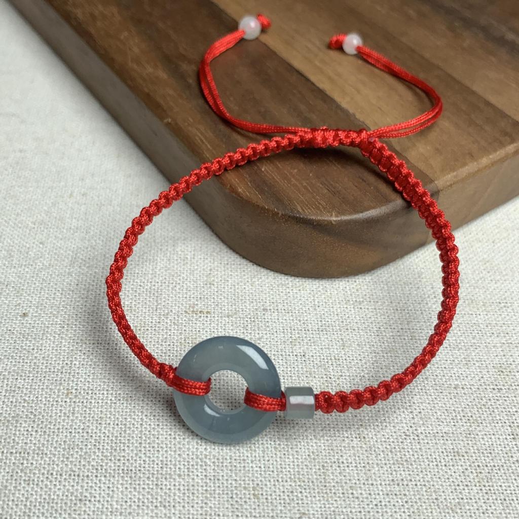 A-Grade Natural Jade Ping An Kou Red String Bracelet - Couple Style, Handmade in China