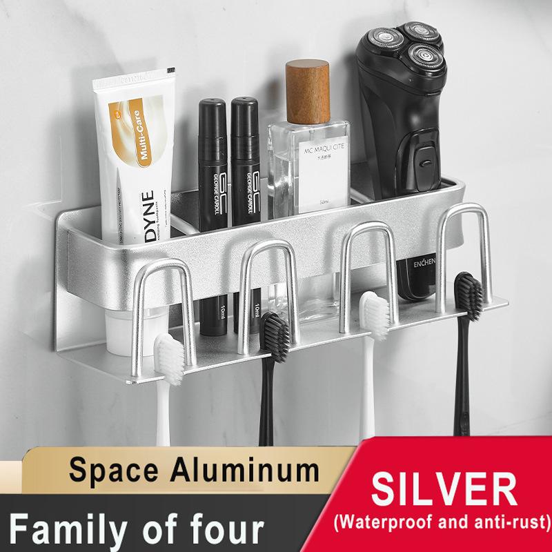 Toothbrush Holder Wall-mounted Gargle Cup Storage Electric Razor Shaver Shelf Batchroom Toiletries Organization Toothbrush Rack