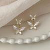 New Arrival Cute Double White Butterfly Stud Earrings for Women Temperament Korea Earring Fashion Jewelry Accessory Gift