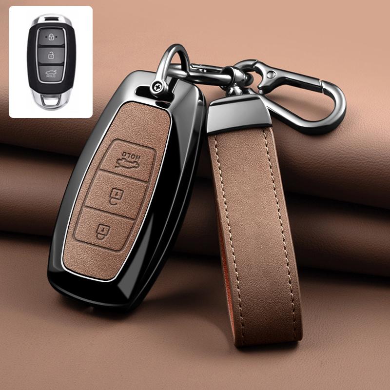 3/4/5 Button Zinc Alloy Leather Car Key Cover For Modern I30 Ix35 Kona Encino Solaris Azera Grandeur Ig Accent Santa Fe Palisade