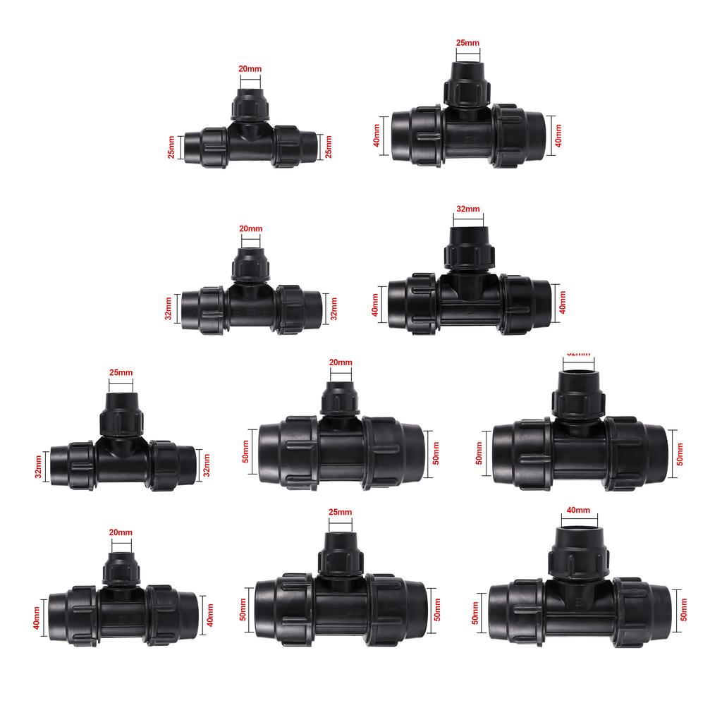 20/25/32/40/50mm PVC PE 3-Way Reducing Coupling Tap Water Splitter Plastic Valve Connector Garden Farm Irrigation Pipe Hose Join