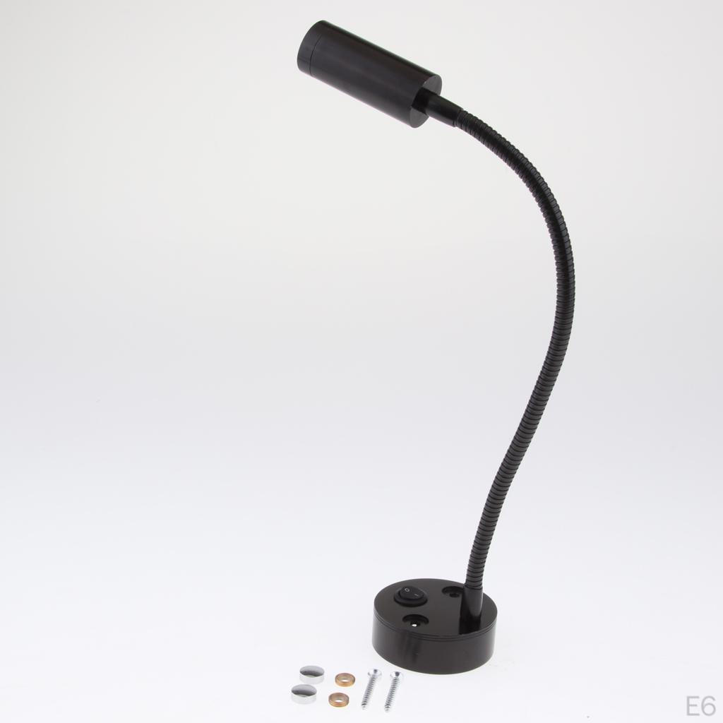 12V 3W 170LM RV Boat LED Reading Light Gooseneck Lamp Wall Surface Mount