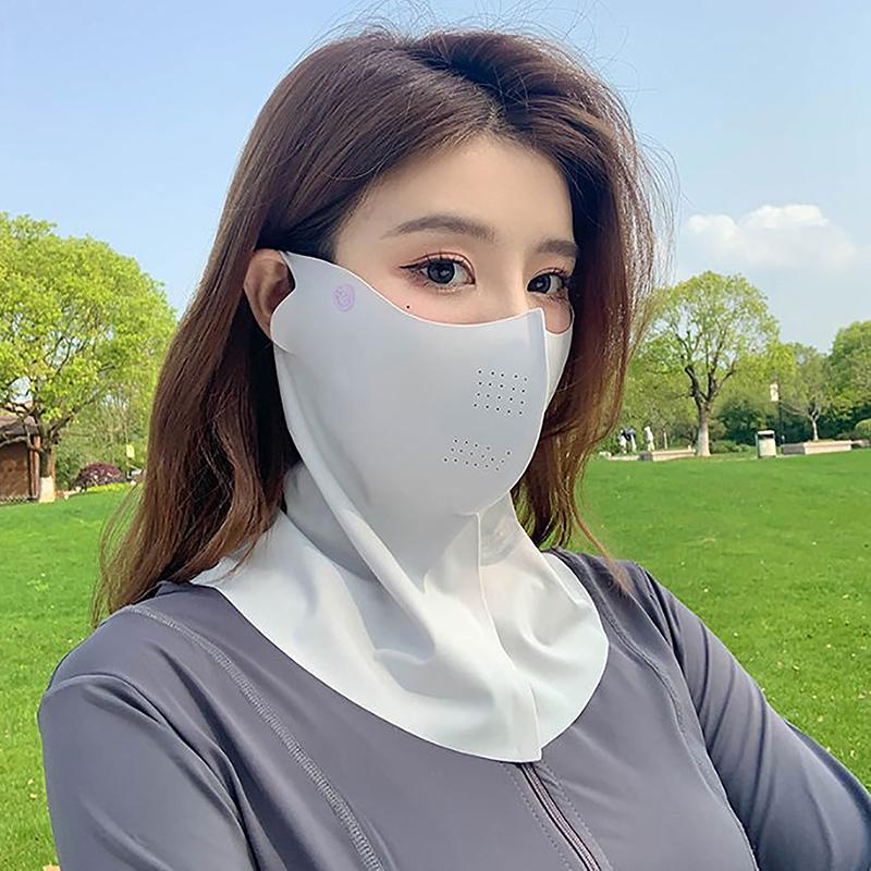 Unisex Face Cover 3D Ice Silk Sunscreen Mask Summer Anti-Uv Breathable Solid Color Cycling Hiking Sun Protection