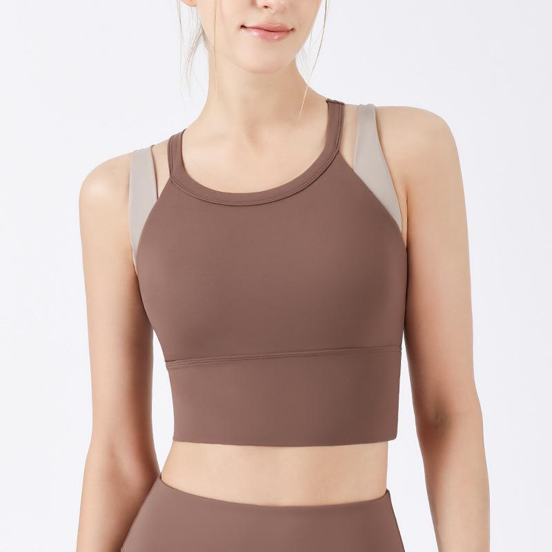 

Спортивный бюстгальтер в стиле колор-блок «гусиная лапка» с двойными бретелями - Утягивающая одежда для йоги L
