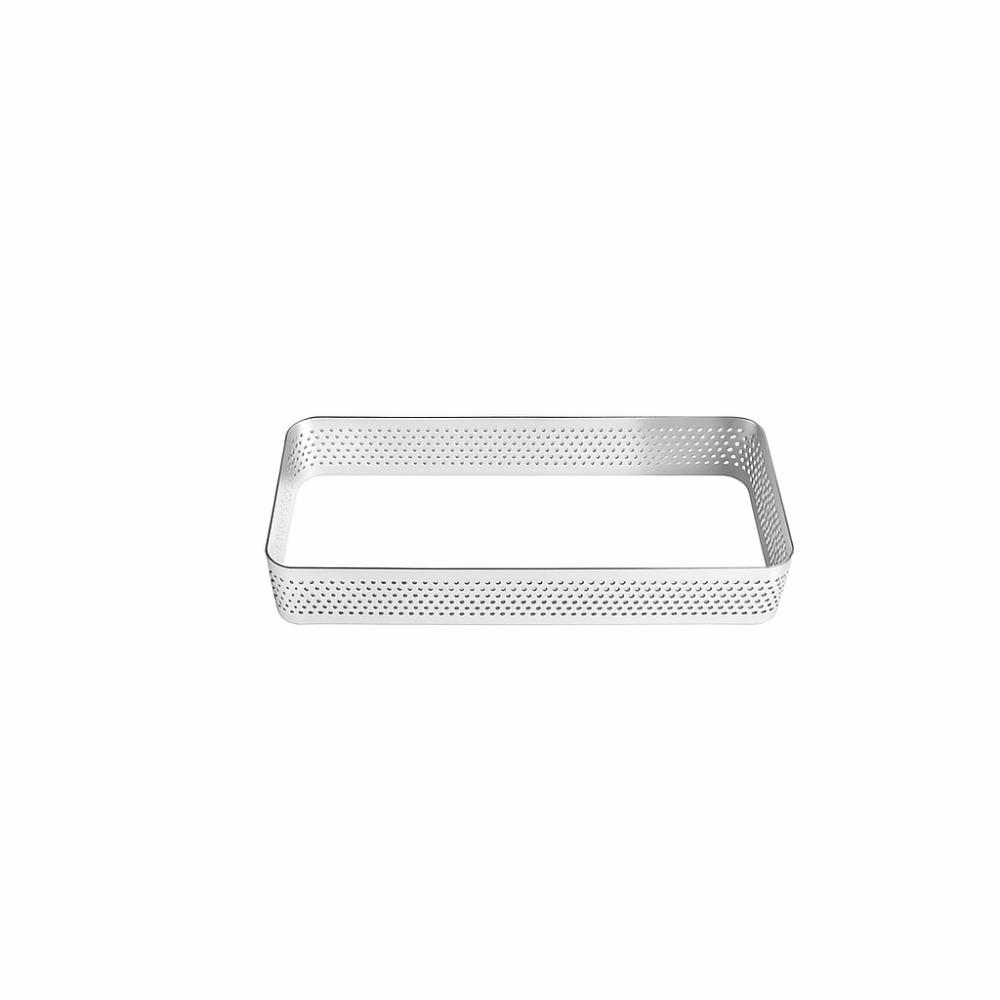 304 Edelstahl Muffin Tarte Ringe Oval Rechteckform Perforierte Oberfläche Kuchen Mousse Form Poröses Design Keksausstecher