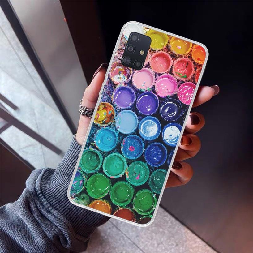 Watercolors Set Paint Palette Painting Box Phone Case For Samsung Galaxy A12 A52S A42 A32 A22 A51 A50 Note 20 Ultra 10 S10 Plus
