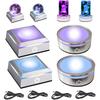 6 Colors LED Light Base Show Stand Display Plate with Sensitive Touch Switch for 3D Laser Crystal Glass Art, 2 Round + 2 Square, blue