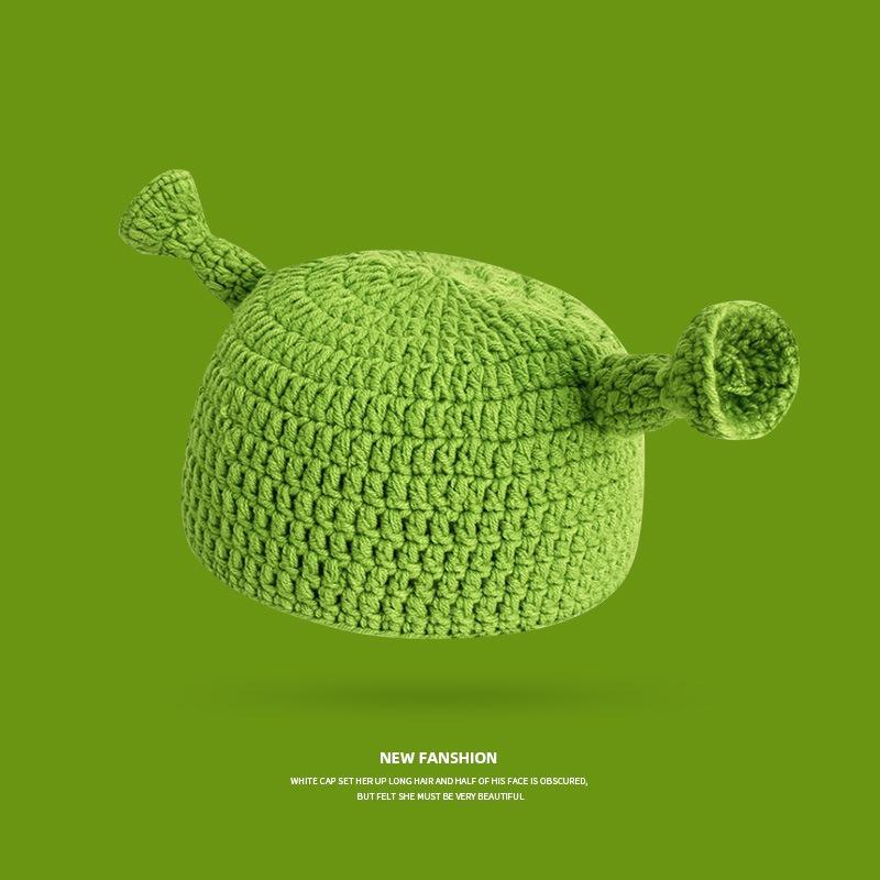 

Милая забавная шапка ручной работы, вязаная, с защитой ушей, теплая шерстяная шапка для осени и зимы, мужская и женская, мультяшная, родительско-детская шапка average size