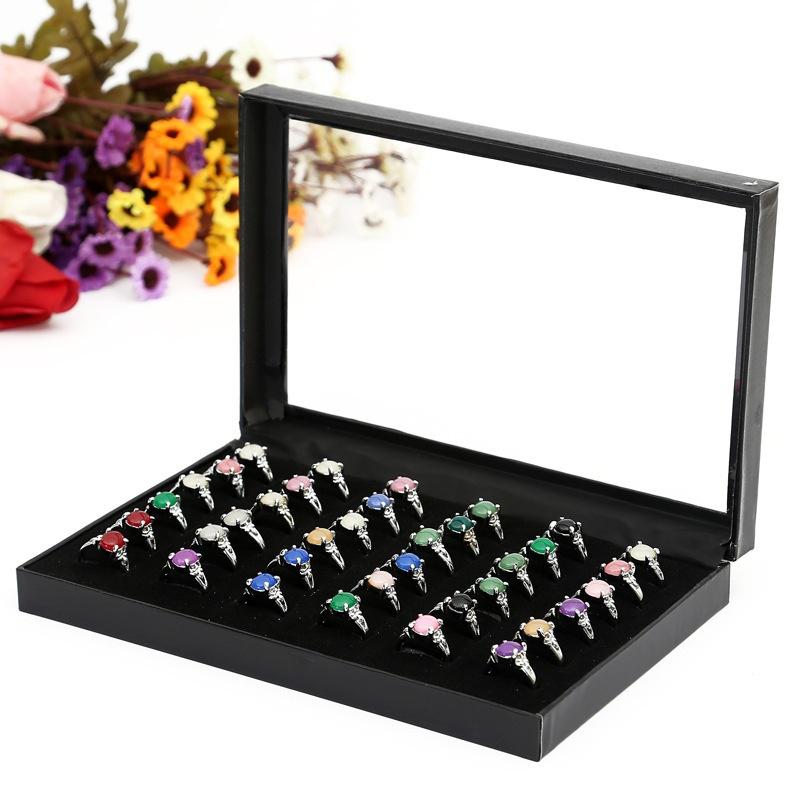 36 Slots Ring Storage Earrings Ring Display Window Empty Box Jewelry Organizer Holder