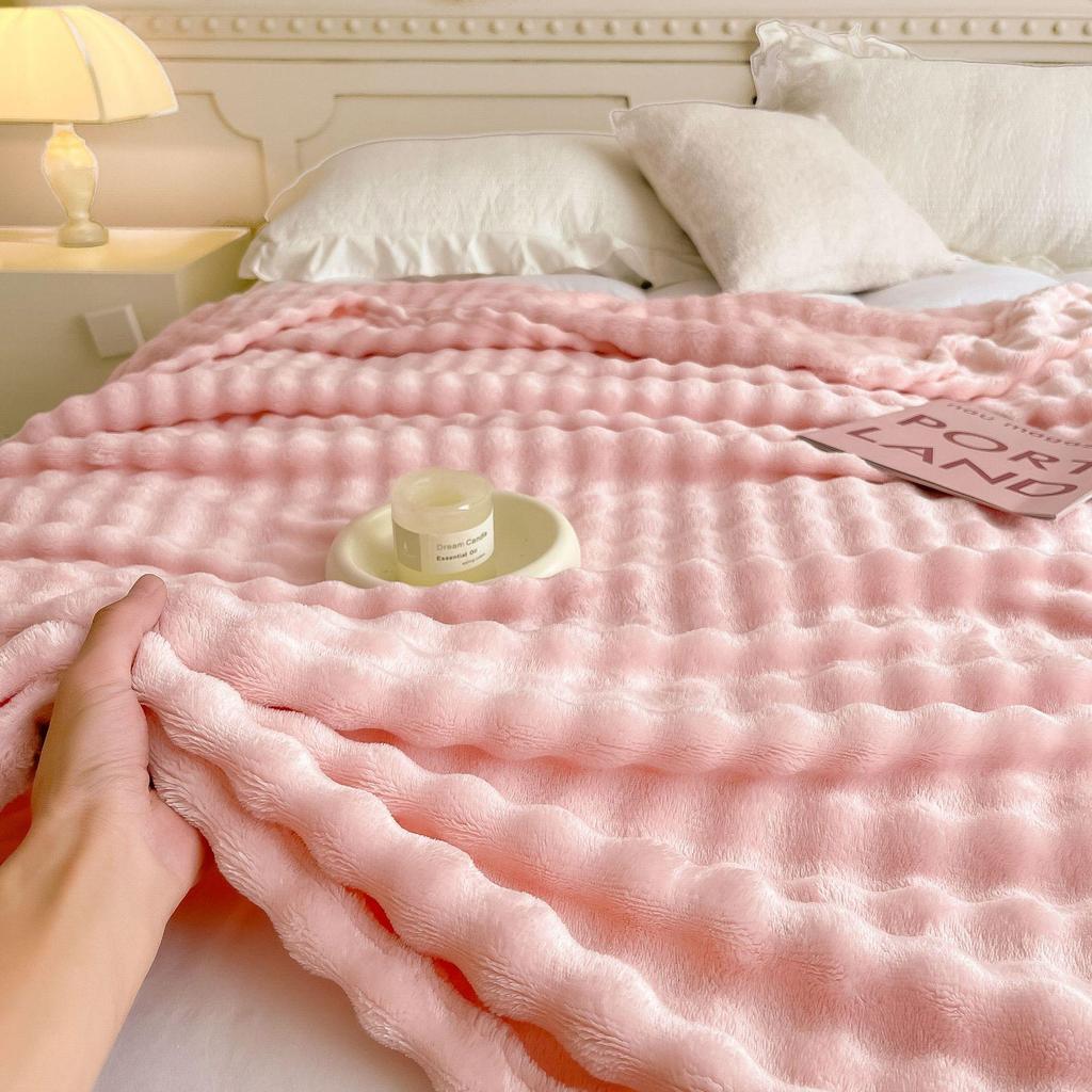 Double-Sided Winter Coral Fleece Flannel Blanket