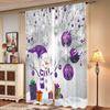 2 Pieces - Christmas Curtains: Christmas Snowman with Purple Decorative Printed Curtains, Home Decoration, Room Decoration