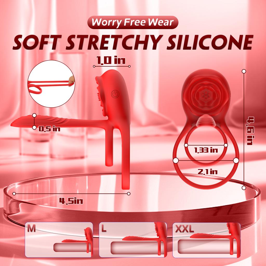 APP Controlled Vibrating Double Ring 9 Vibration Patterns Clitoral G-spot Stimulator Adult Toy for Couples