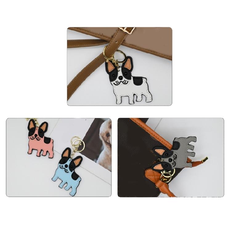 Bulldog Key Holder for Car Keys and Bags PU Leather Keychain Animal Lover Keyring Pendant Stylish Backpack Decoration