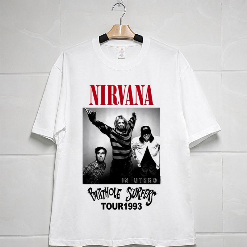 

Rock Band Shirt Nirvana Unisex Fashion Short Sleeve Cotton Shirt Rock Band Tshirt Tops Tees S