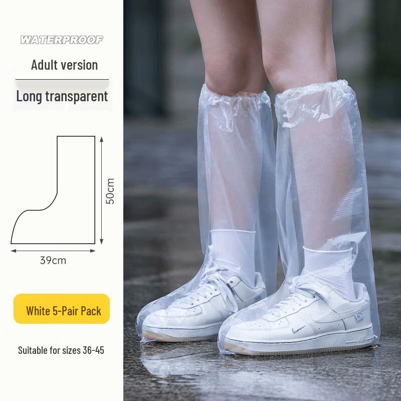 Adult Disposable Waterproof Rain Shoe Covers (5 Pairs)