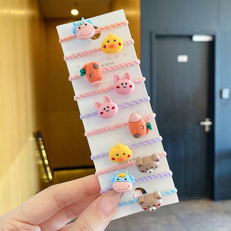 10PCS/Set Hair Bands for Children Cute Cartoon Animals Rubber Band Headwear Girls Baby Headband Scrunchies Kids Hair Accessories