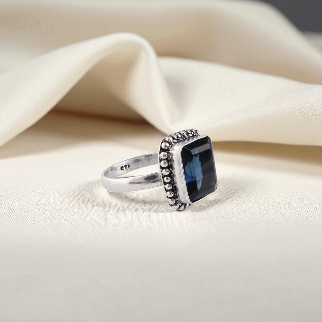 London Blue Topaz Gemstone Handmade 925 Sterling Silver Jewelry Partywear Ring For Love RR-74-12