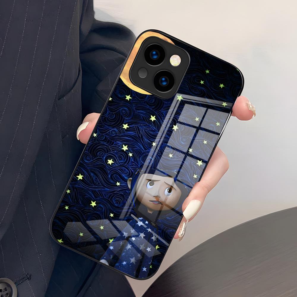 

Anime C-Coraline Phone Case For IPhone 17 Pro Max 15 Pro 16 14 Plus 12 13 Mini 11 Pro Shockproof Glass Cover iPhone16Pro