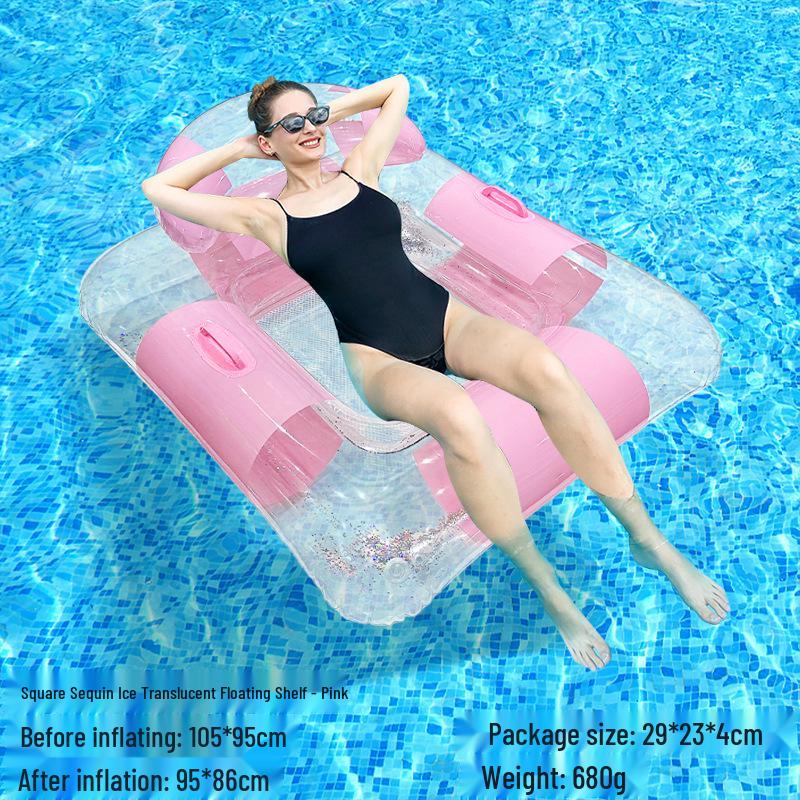 Tumbona Flotante Inflable Plegable Transfronteriza con Respaldo y Malla