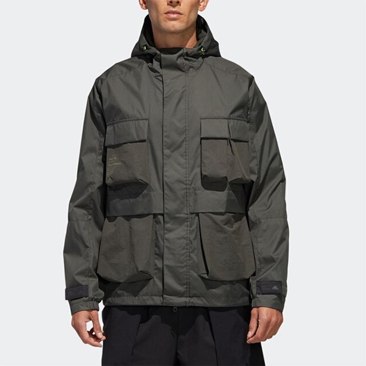 Adidas Multi-Pocket Sports Hooded Jacket Men Outerwear Dark-Earth-Brown GF4013