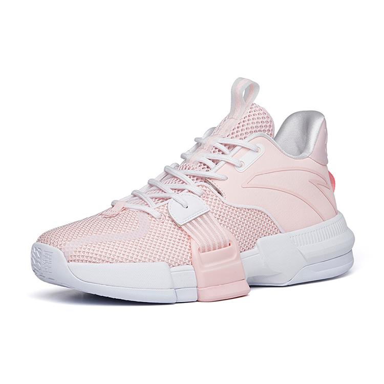New Anta Craze 1 Anti Slip Wear Resistant Mid Top Performance Basketball Shoes Men's Pink White 112221618-5
