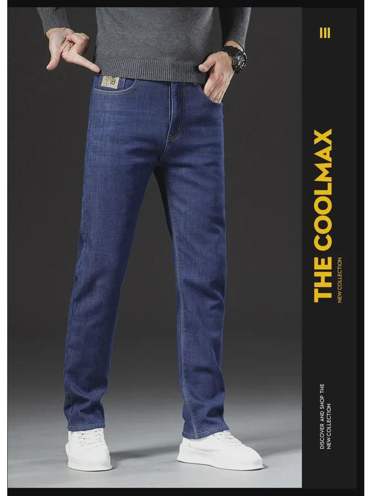 Men's Winter Loose Straight Lamb Fleece Jeans - Thick, Warm, Casual Pants