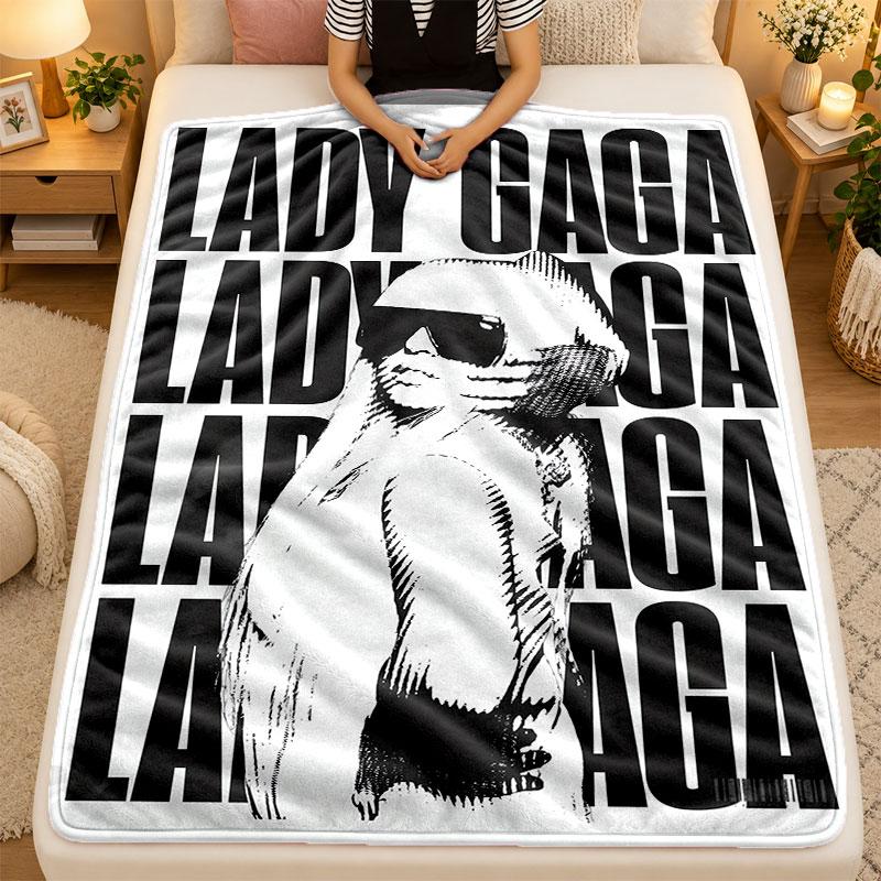 Flannel BlanketLady Gaga Warm Soft Throw Blanket for Indoor Sofa Bed Living Room Use