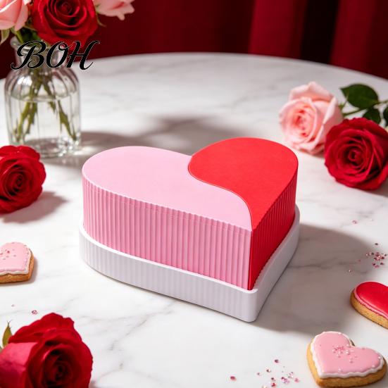 Creative Jewelry Display Case Heart Shape Storage Box, 3D Printed Detachable Dual Compartment Organizer, Decorative PLA Material Box Pink Red with Lid