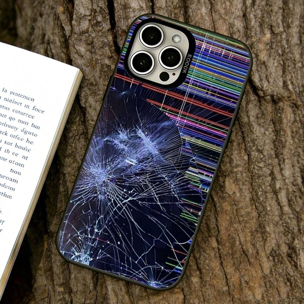 Broken Phone Case For iPhone 17,16,15,14,13,12,11 Plus,Pro Max,XS,Colored Silver Plated Inside Cover