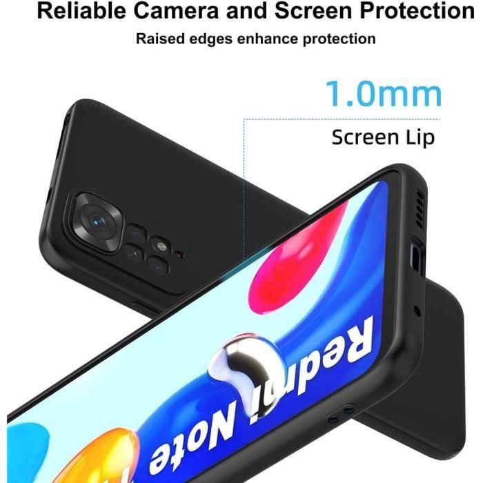 Hülle für Smartphone - E.F.CONNECTION - für Redmi Note 11/11S - Silikon Schwarz - 2 Hartgläser - Kratzfest