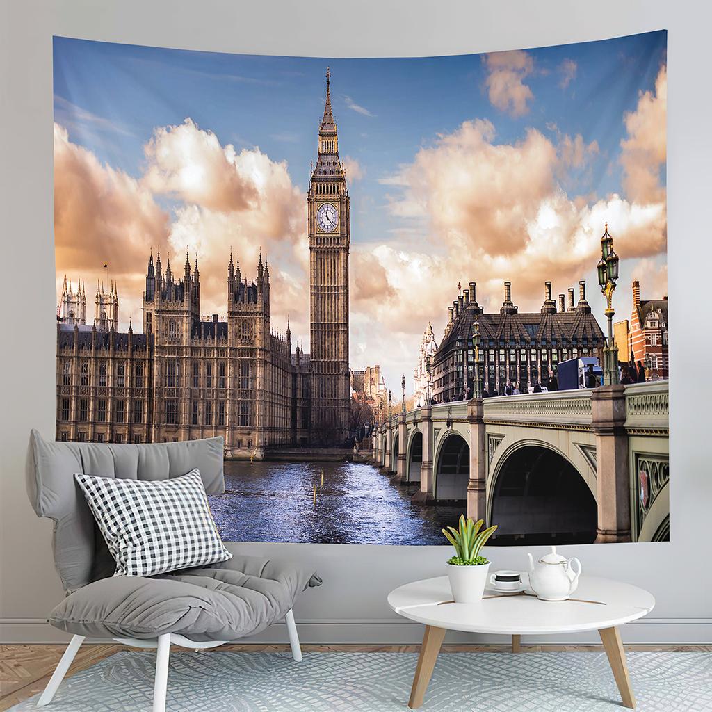 London Big Ben Tapestry Night City View Tapestry Westminster Bridge Tapestry Home Living Room Bedroom Wall Modern Art Tapestries