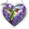 Decorative Round Wall Art Acrylic Puzzle Suncatcher, Colorful Window Hanging Pendant, Heart Shape Stained Glass Modern Home Aesthetic Decor Style Sun