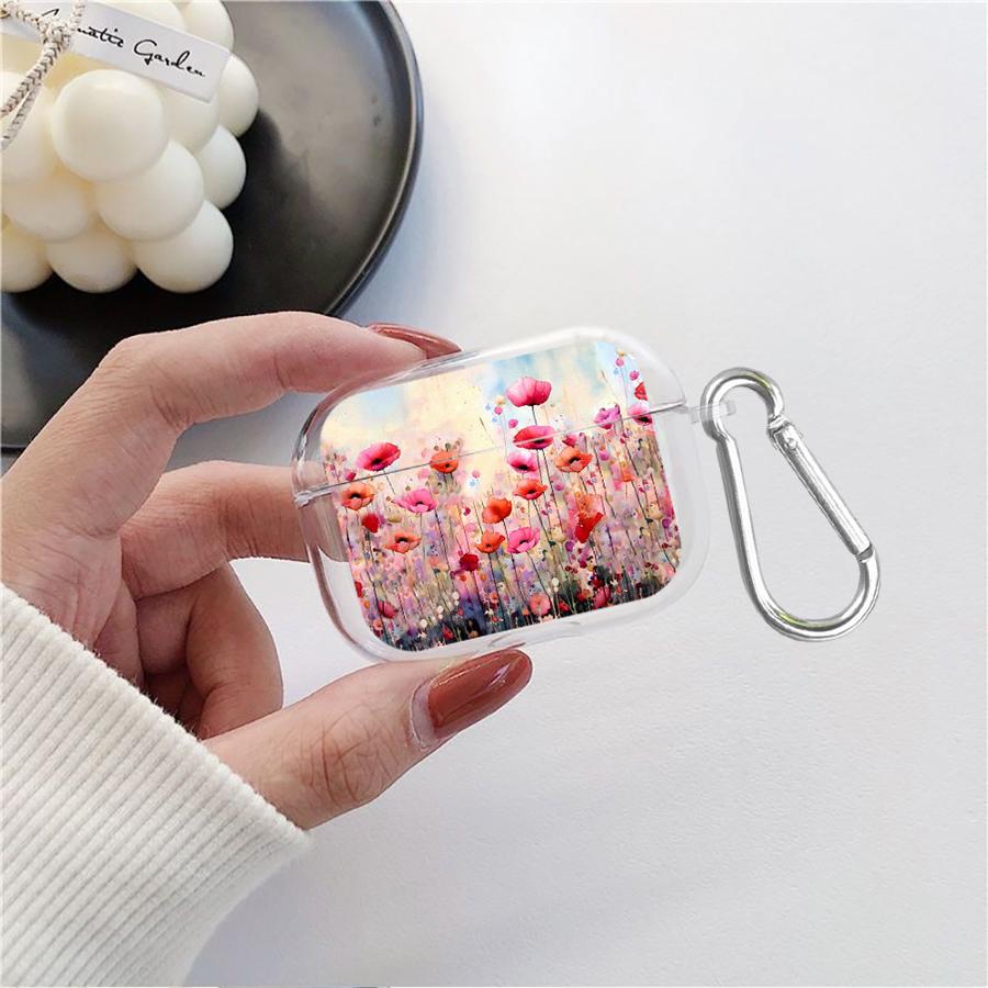 Clear Earphone Cases Cover Case For Airpods Pro3 3 2 Pro Pro2 1 4 Cartoon Flower