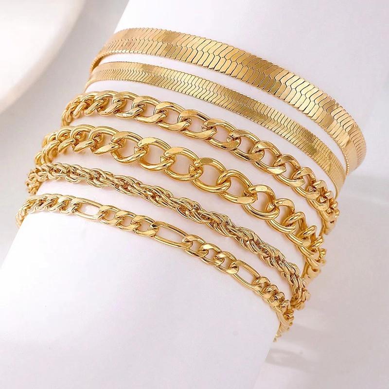 Simple Multi-layer Metal Blade Chain Bracelet Bohemian Fashion Layered Set Bracelet