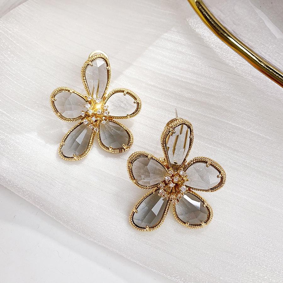 Pinkdudu Kristall-Blumenstecker Elegante Legierung mit eingelegten Kristallen Ohrringe für Damen Schmuckzubehör Geschenke PD510