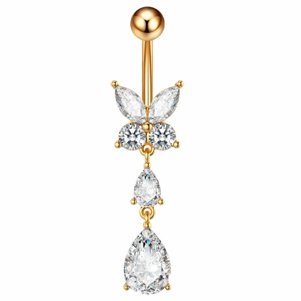 Stainless Steel Drop Navel Piercing Ring Zinc Zinc Alloy Dangled Navel Ring Butterfly Belly Button Ring  Club