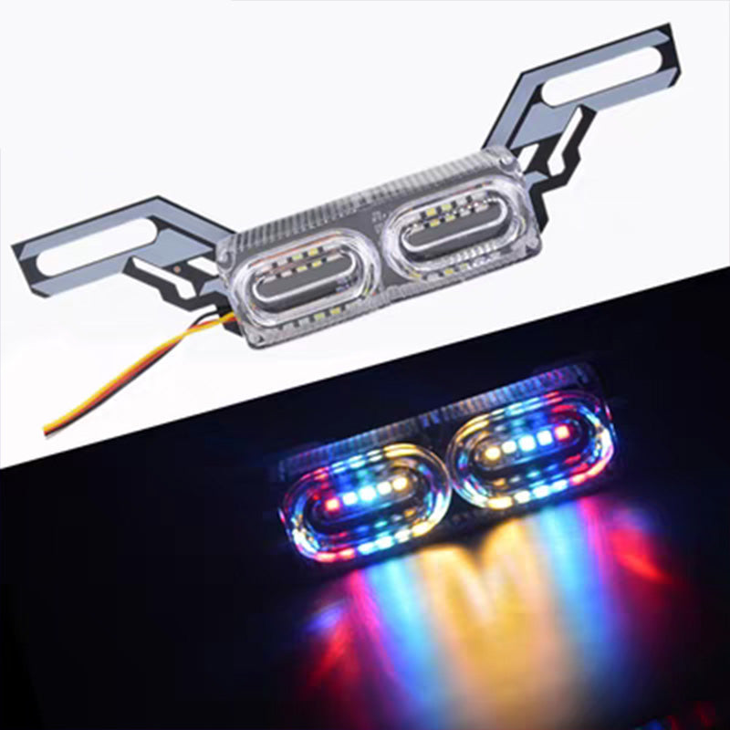 Motorrad Rücklicht LED Pedal Bremslicht Modifiziert mit Explosivem Blinken Warnung Siebenfarbig Kennzeichen Fahrlicht