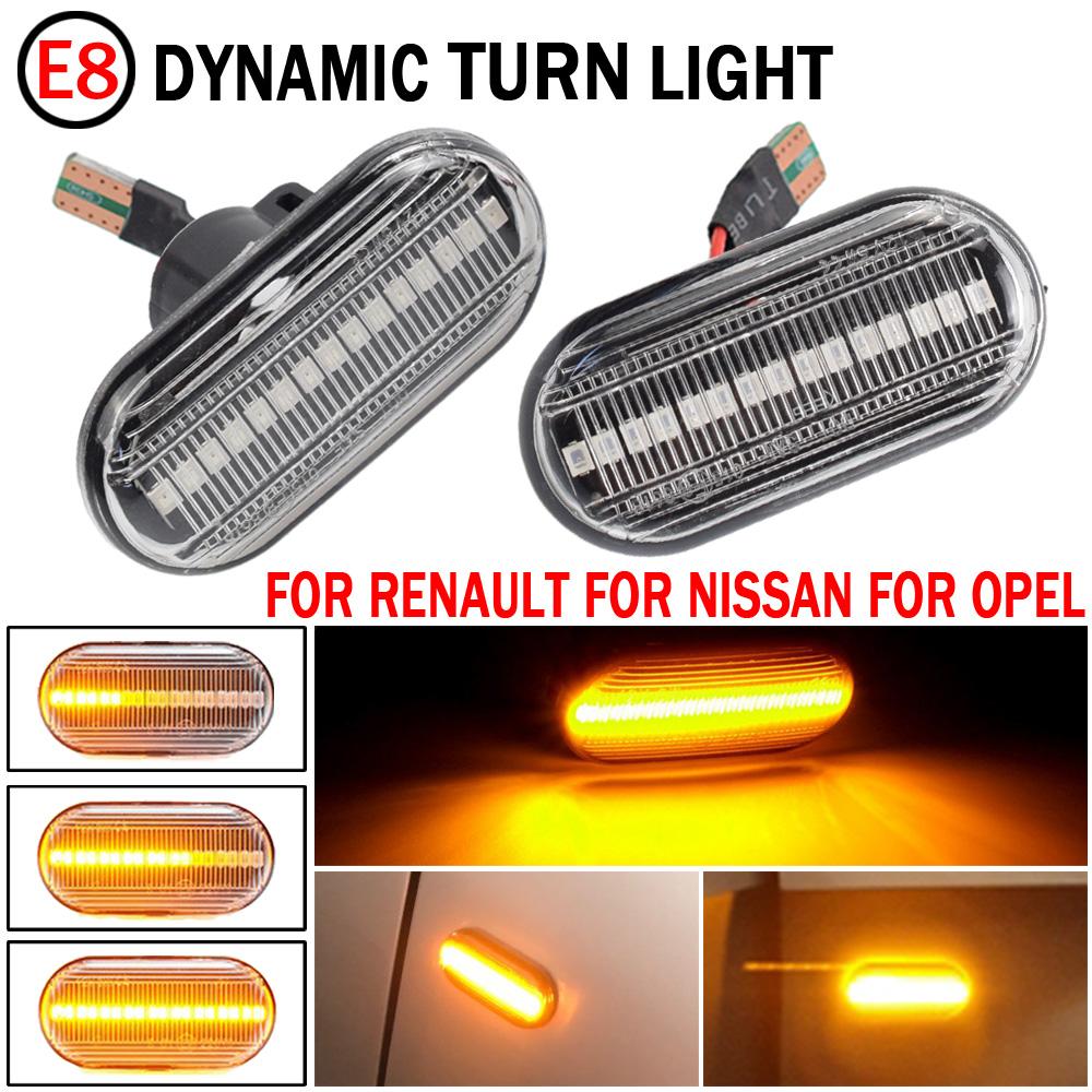 2x Led Dynamic Turn Signal Lights Side Marker For Renault Clio Trafic Kangoo Twigo Dacia Nissan Interstar Primastar Opel