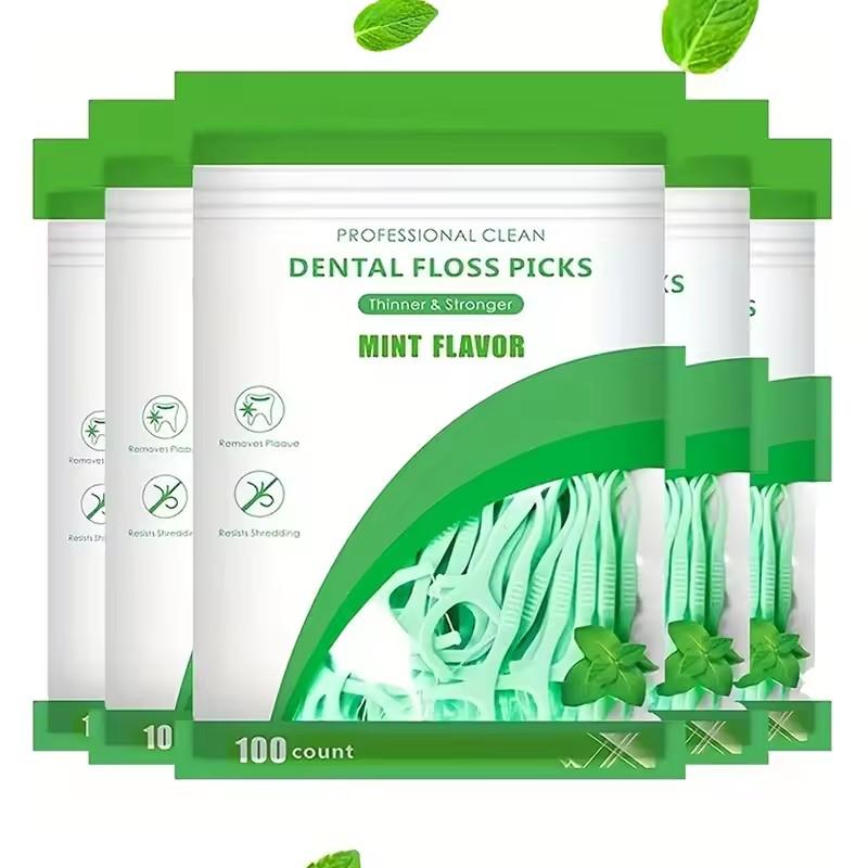 100/500Pcs Mint Mouthed Dental Floss - Interdental Cleaning Floss-Disposable Care Floss Stick - Suitable for Oral Care Cleaning