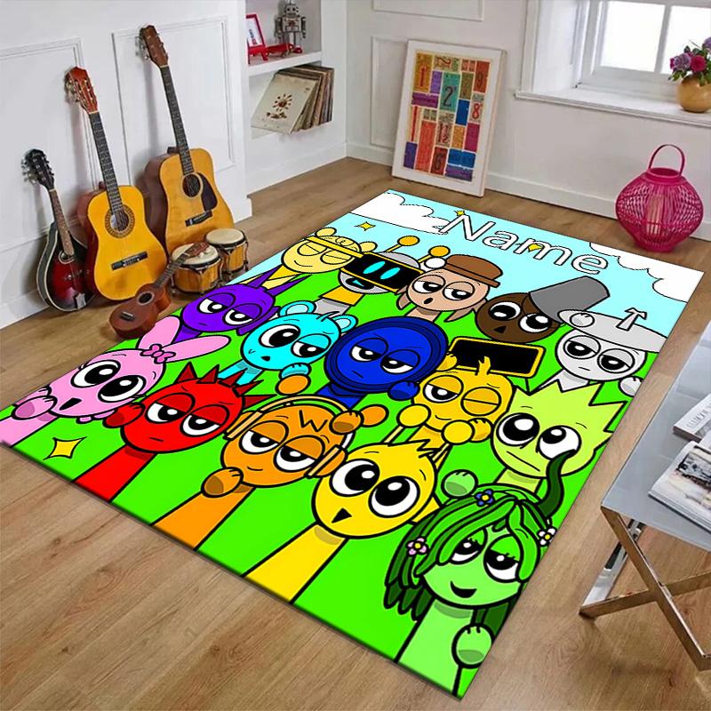 Custom SPRUNKI Mat Personalized Name, Polyester Washable Indoor Entryway Rug, Gift for Christmas, Easter, Thanksgiving Day