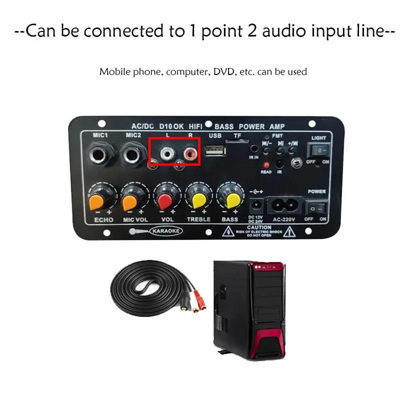 D10-II 12V 24V Auto Bluetooth Verstärkerplatine AUX TF-Karte USB 30-120W für 4 Ohm 40W Lautsprecher 220V EU Subwoofer Audio Verstärkermodul