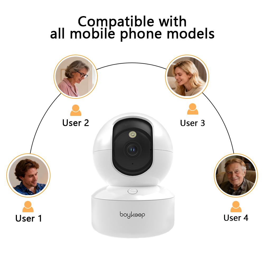 1pc Boykeep Indoor Security Camera, 5G/2.4GHz WiFi Camera with Phone App, 360° Pan & Tilt, 2-Way Audio, Color Night Vision, 12s Free Cloud Storage