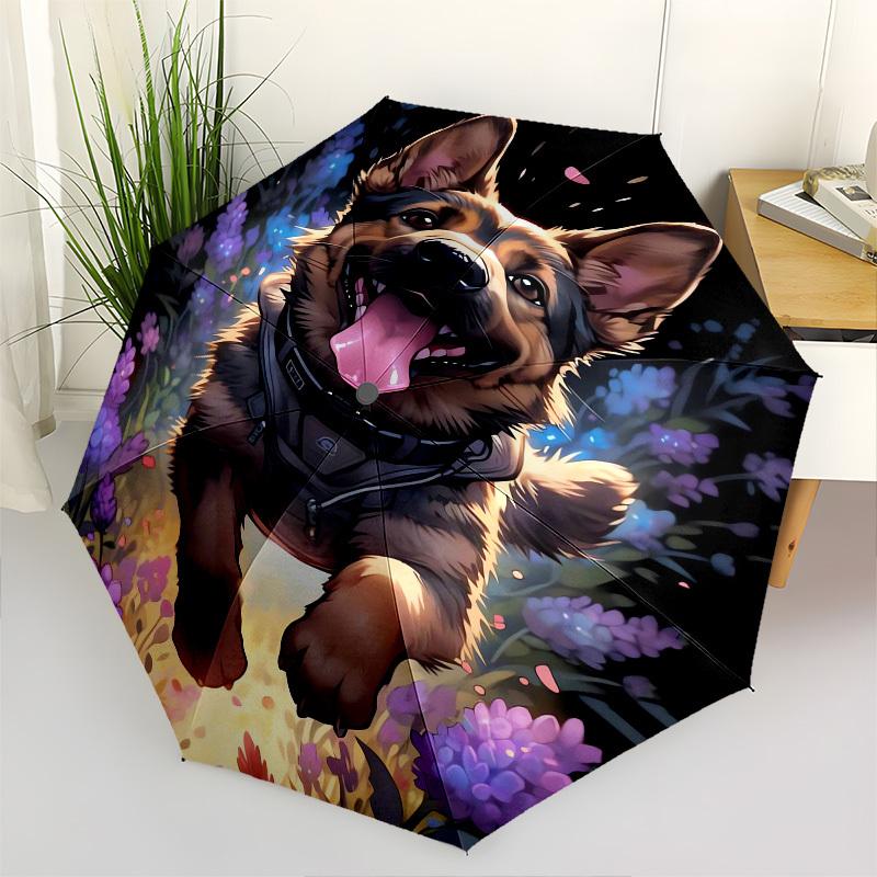 

German Shepherd, Floral Garden- Automatic Umbrella,Suitable for Men and Women,Suitable for Birthdays, Christmas, Gifts for Fashion Lovers0953b