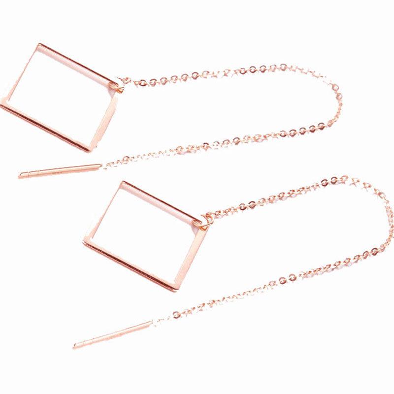 Purple Gold Women S Square Earphones 18K Color Gold Simple Exquisite Rose Gold Plated Earphones