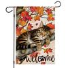 Welcome Fall Garden Ags 12X18 Inch Double Sided, Cat with Maple Leaves Small S YYN UUV EEU SSL