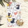 Cute Cat & Heart Print Beach Towel Kawaii Cat Lover Microfiber Towel For Summer Beach, Pool & Travel Use