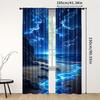 2PCS Aurora Moon Beach Blackout Curtains – Woven Polyester, Rod Pocket for Living Room Bedroom Office Decor